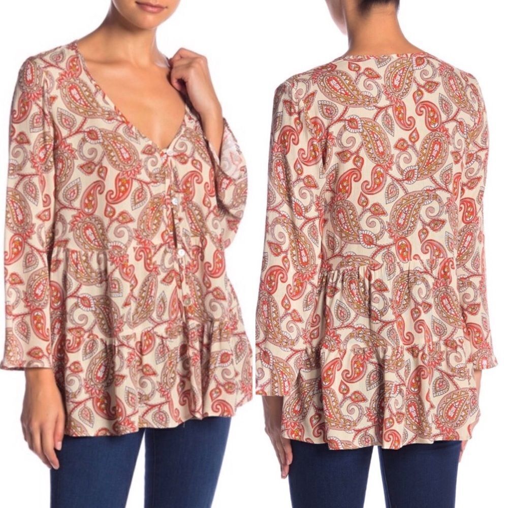 Show Me Your MuMu Paisley Boho Print Marlow Swing Top Sz S NWT